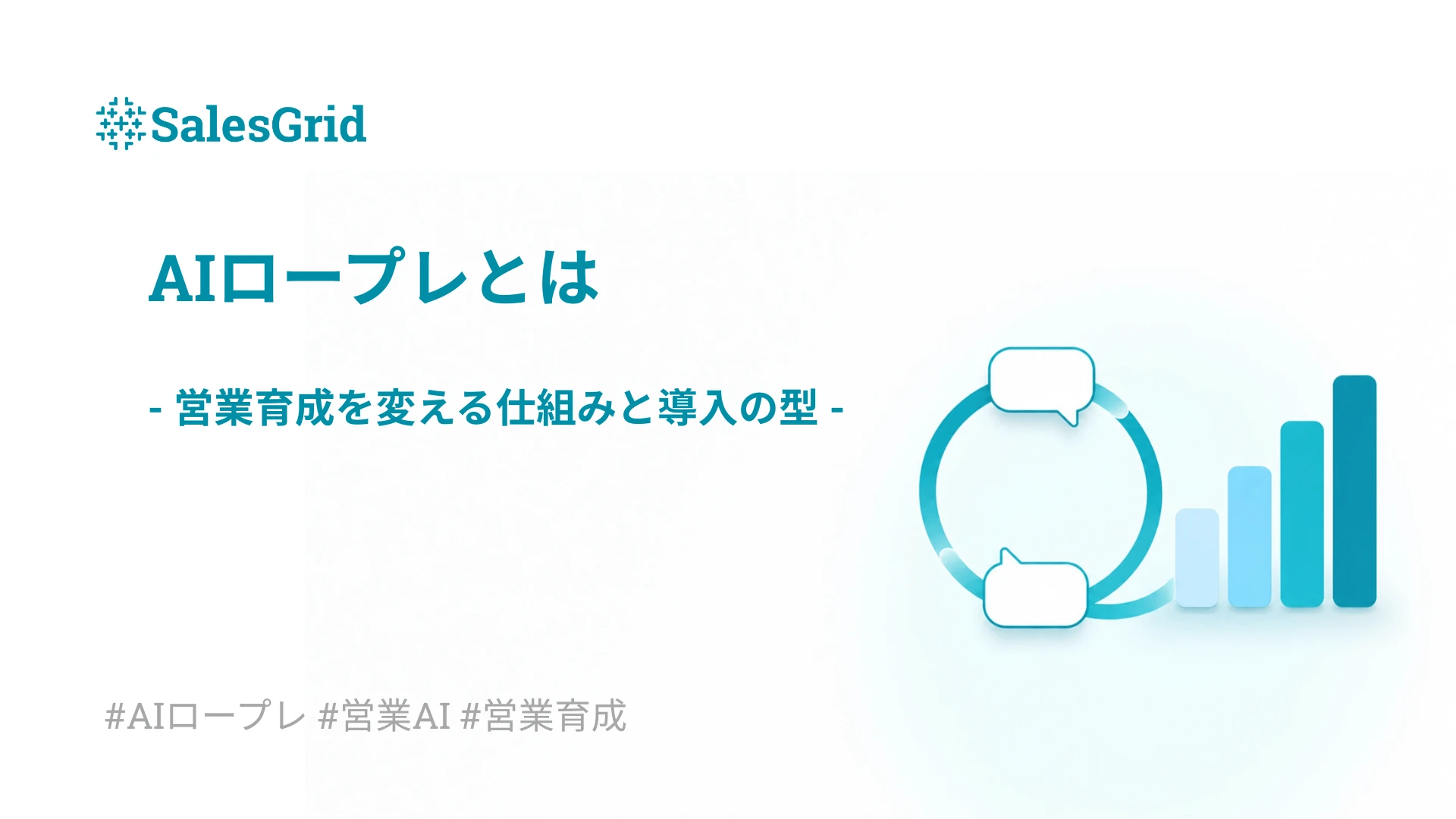 AIロープレとは？営業育成を変える仕組みと導入の型（対話の反復サイクルとスコアが伸びる評価バーのイラスト）